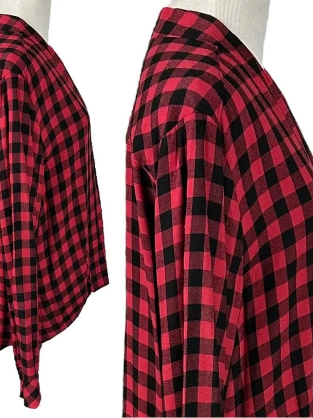 Cloth & Stone Red and Black Plaid Top